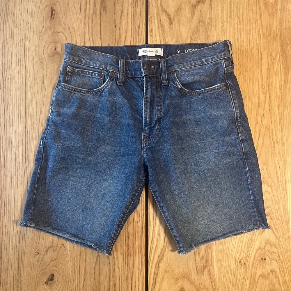 Madewell 9 Inch Denim Shorts Mens Size 32 Blue Raw Hem Casual Summer